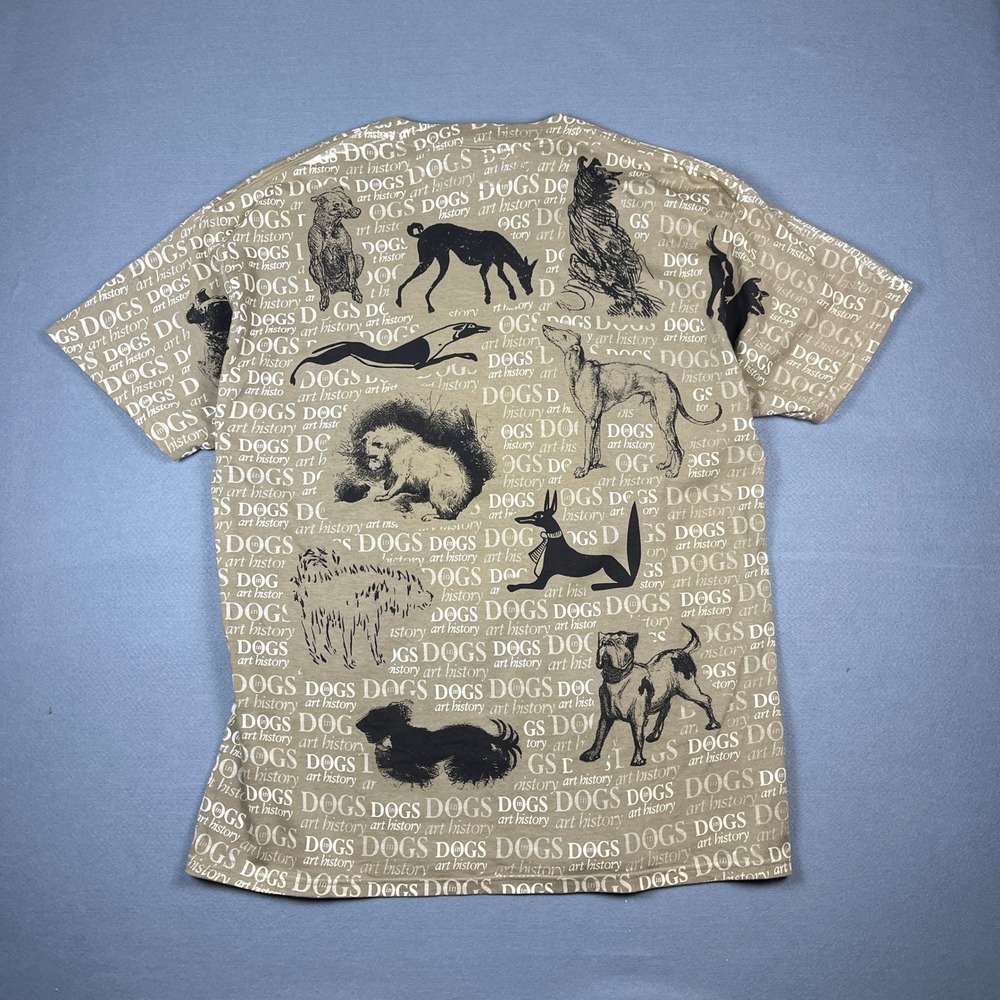 Vintage Delta Dogs in Art History All Over Print T-Shirt Tan XL Magnum Weight - Picture 4 of 6